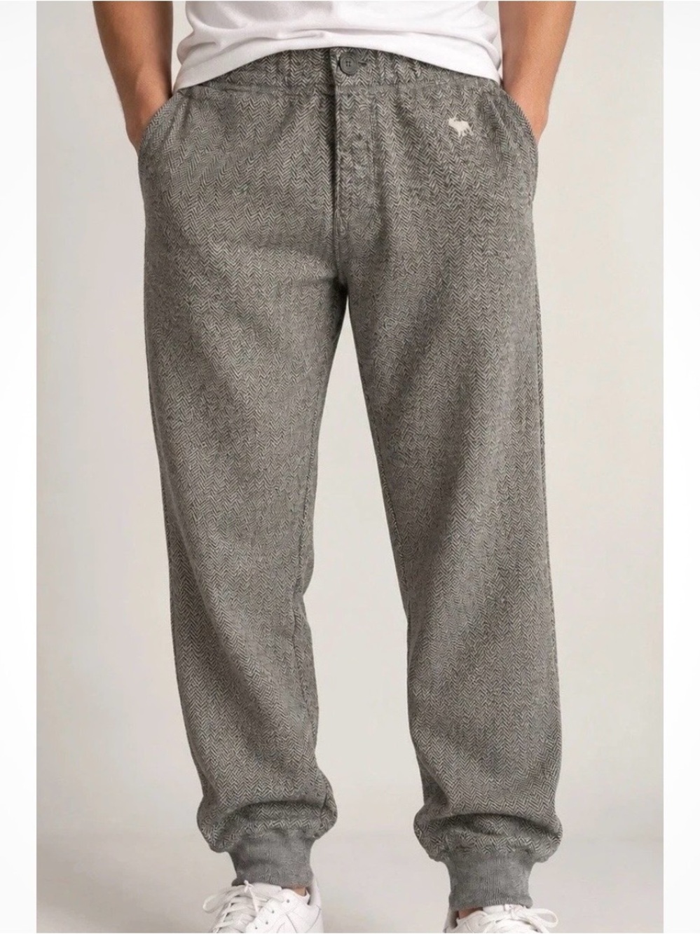 Men’s Abercrombie & Fitch Grey Herringbone Knit Jogger Sweatpants